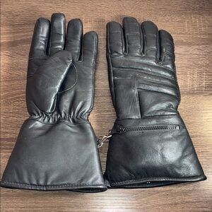 EUC Vintage Black Leather Men's Winter Gloves Medium Insulated